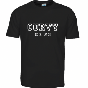 Black Curvy Club T-Shirt Front View