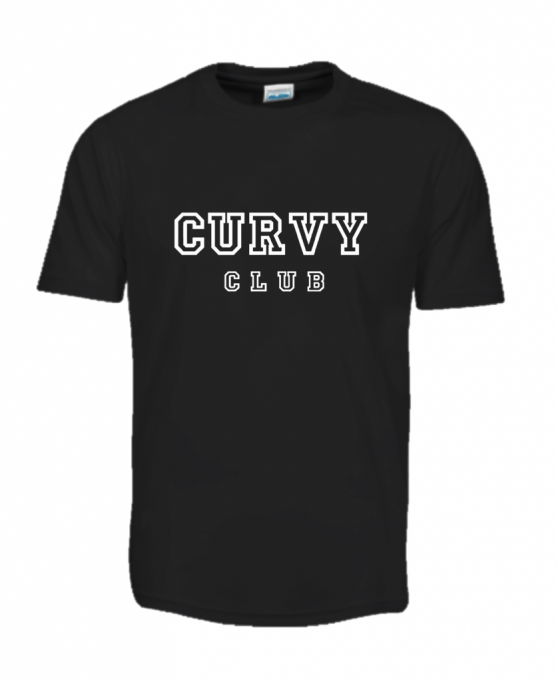 Black Curvy Club T-Shirt Front View
