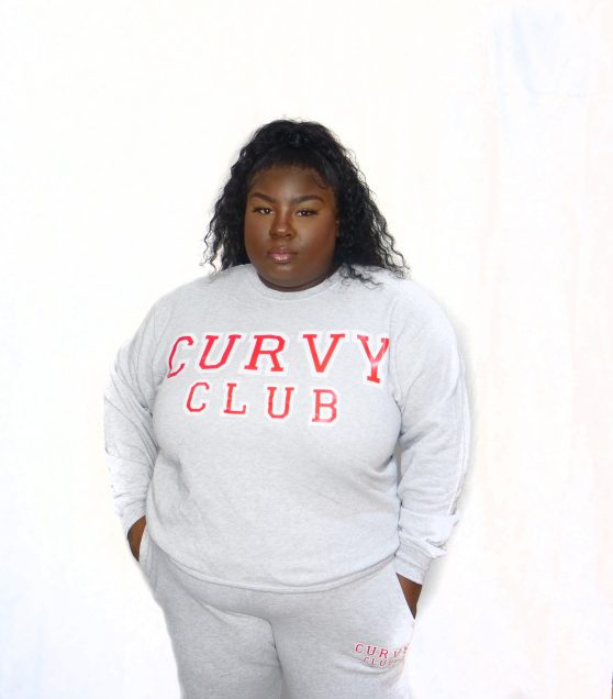 Grey Curvy Club Crewneck Sweatshirt Front View